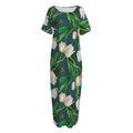 White Tulip Pattern Print Short Sleeve Long Nightdress
