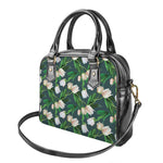 White Tulip Pattern Print Shoulder Handbag