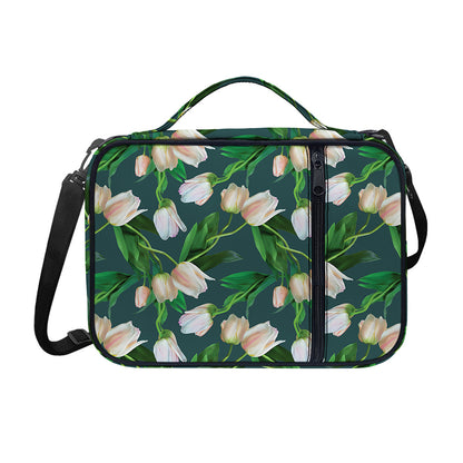 White Tulip Pattern Print Shoulder Strap Bible Bag