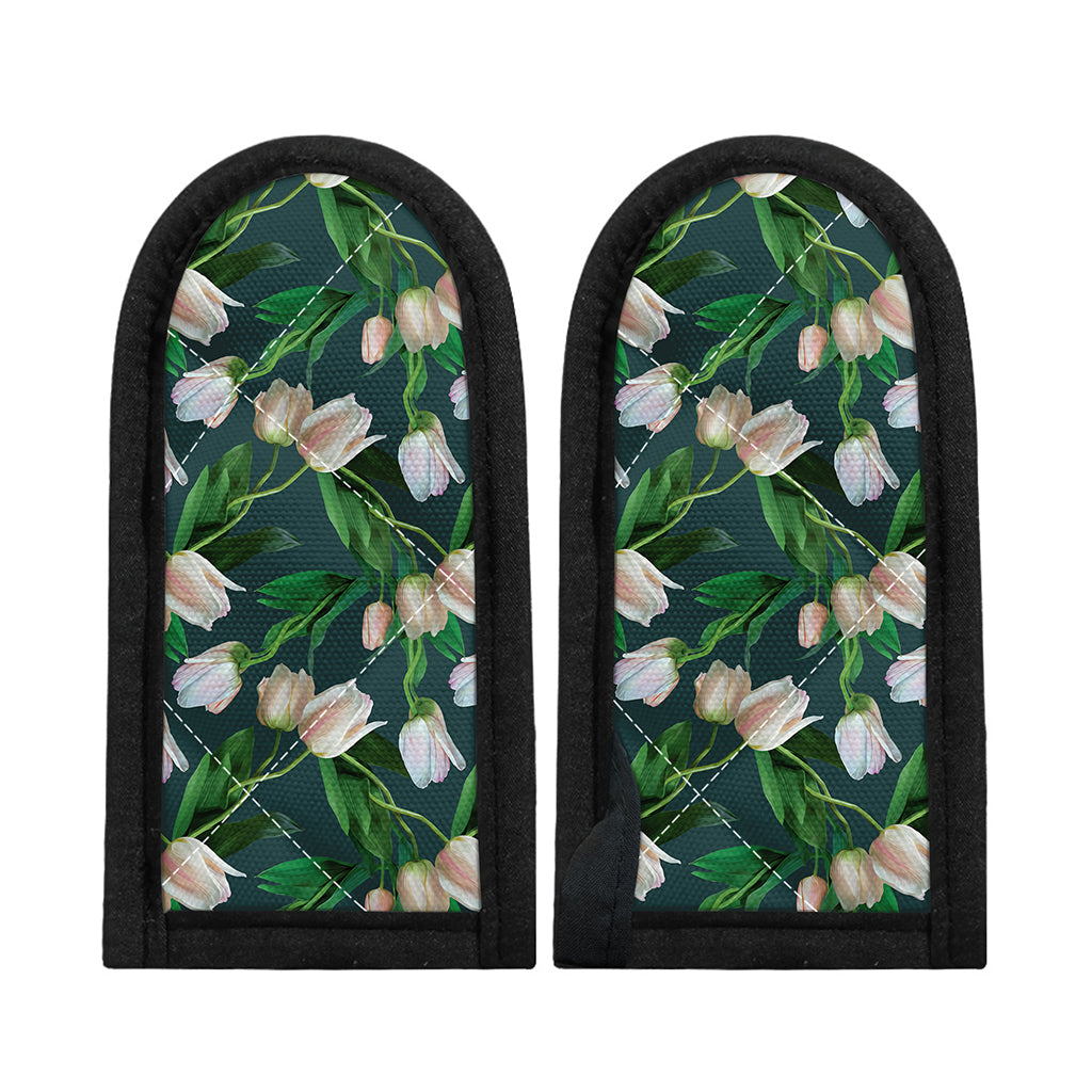White Tulip Pattern Print Skillet Handle Cover
