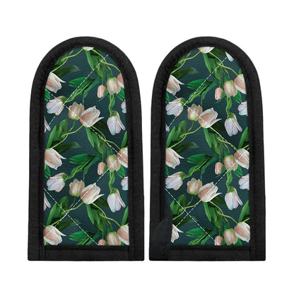 White Tulip Pattern Print Skillet Handle Cover
