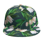 White Tulip Pattern Print Snapback Cap