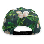 White Tulip Pattern Print Snapback Cap