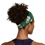 White Tulip Pattern Print Sports Headband