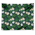 White Tulip Pattern Print Tapestry