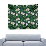 White Tulip Pattern Print Tapestry