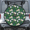 White Tulip Pattern Print Tire Cover With Camera Hole