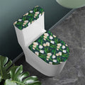 White Tulip Pattern Print Toilet Lid And Tank Cover Set