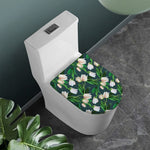 White Tulip Pattern Print Toilet Lid Cover