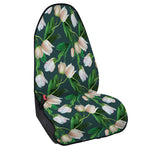 White Tulip Pattern Print Waterproof Car Seat Cover