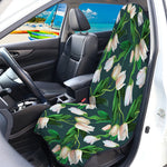 White Tulip Pattern Print Waterproof Car Seat Cover
