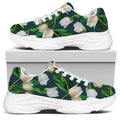 White Tulip Pattern Print White Chunky Shoes