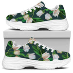 White Tulip Pattern Print White Chunky Shoes