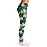 White Tulip Pattern Print Women's Leggings