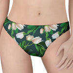 White Tulip Pattern Print Women's Thong