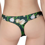 White Tulip Pattern Print Women's Thong