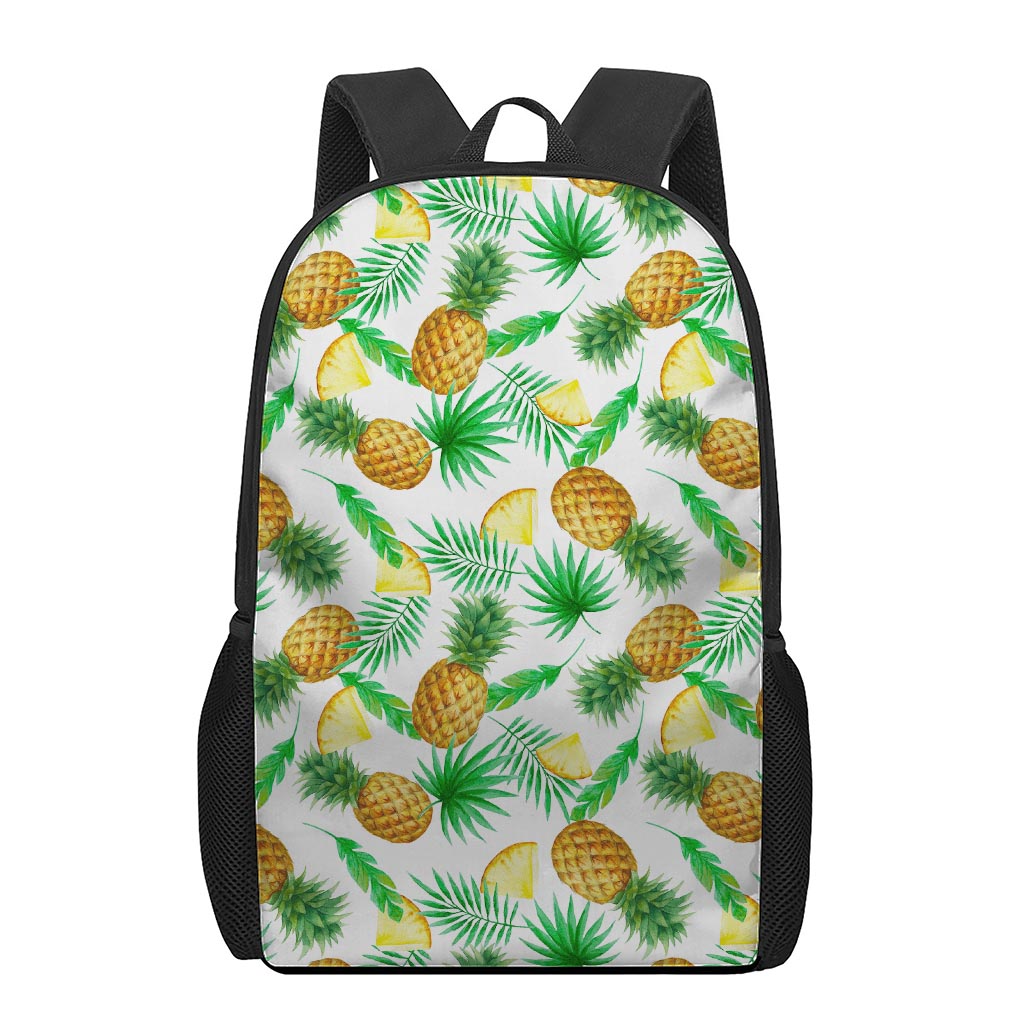 White Watercolor Pineapple Pattern Print 17 Inch Backpack