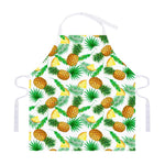 White Watercolor Pineapple Pattern Print Adjustable Apron