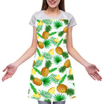 White Watercolor Pineapple Pattern Print Adjustable Apron