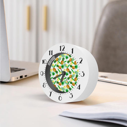 White Watercolor Pineapple Pattern Print Alarm Clock