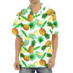 White Watercolor Pineapple Pattern Print Aloha Shirt