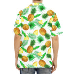 White Watercolor Pineapple Pattern Print Aloha Shirt