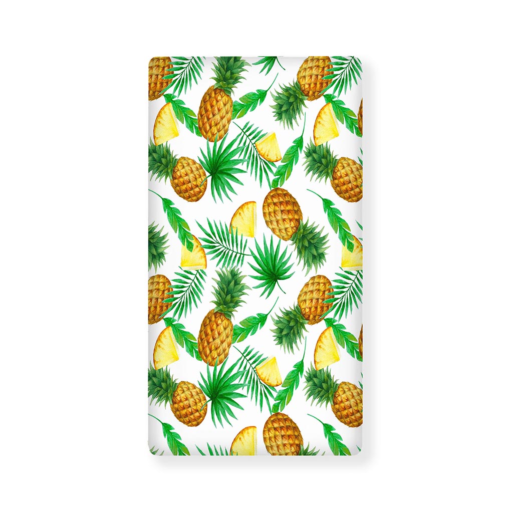 White Watercolor Pineapple Pattern Print Baby Crib Sheet
