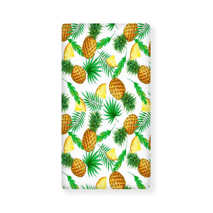White Watercolor Pineapple Pattern Print Baby Crib Sheet