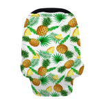 White Watercolor Pineapple Pattern Print Baby Seat Cover
