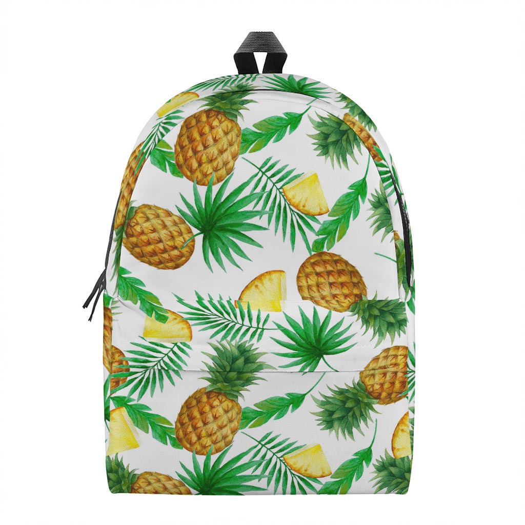 White Watercolor Pineapple Pattern Print Backpack