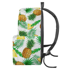 White Watercolor Pineapple Pattern Print Backpack