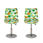 White Watercolor Pineapple Pattern Print Bar Stool Covers