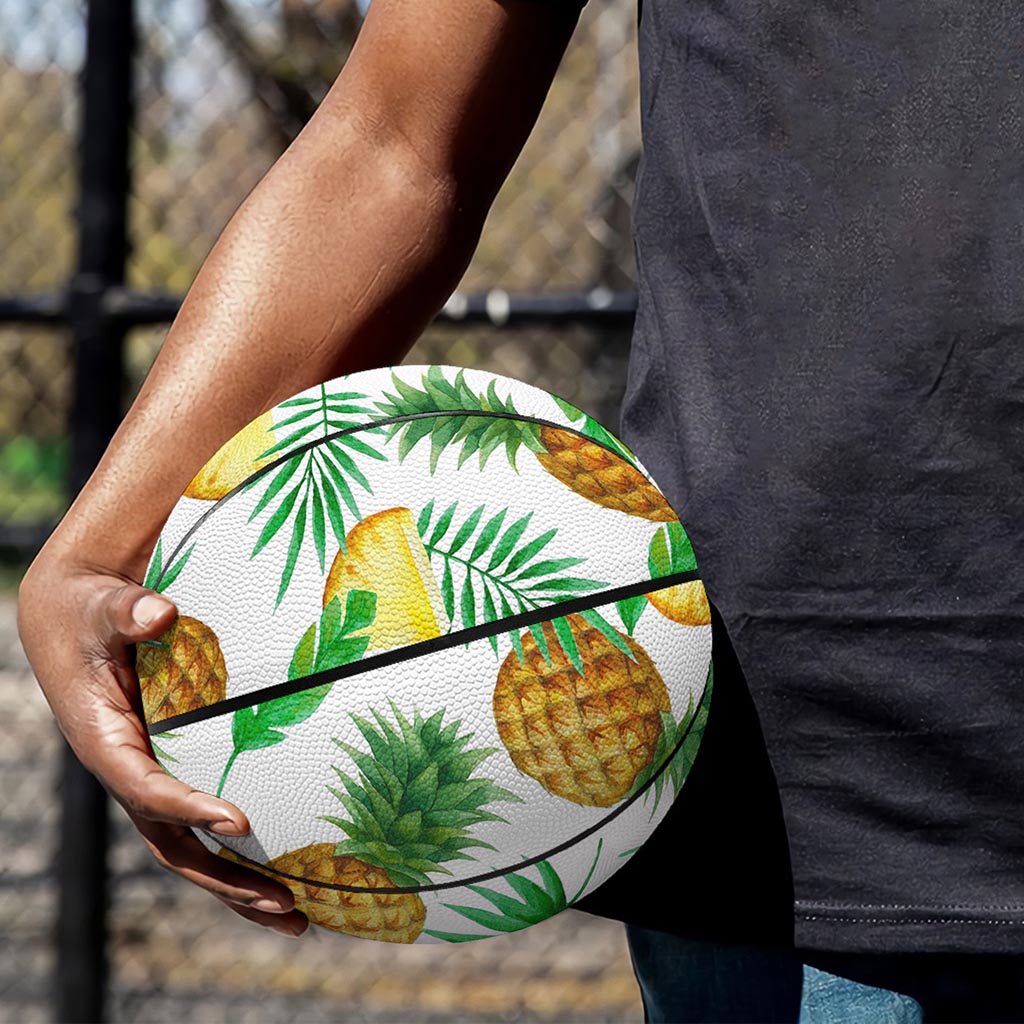 White Watercolor Pineapple Pattern Print Basketball