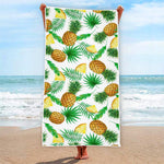 White Watercolor Pineapple Pattern Print Beach Towel