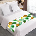 White Watercolor Pineapple Pattern Print Bed Runner