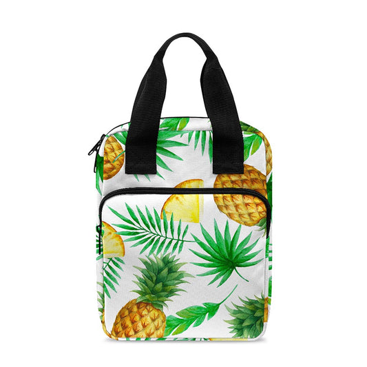 White Watercolor Pineapple Pattern Print Bible Tote Bag