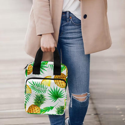 White Watercolor Pineapple Pattern Print Bible Tote Bag