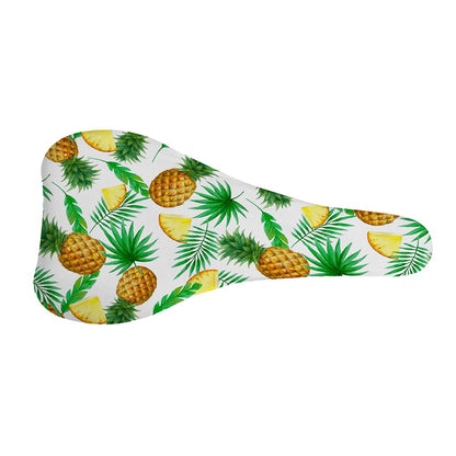 White Watercolor Pineapple Pattern Print Bicycle Seat Cover