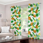 White Watercolor Pineapple Pattern Print Blackout Grommet Curtains