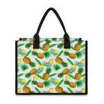 White Watercolor Pineapple Pattern Print Canvas Tote Bag
