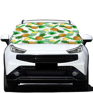 White Watercolor Pineapple Pattern Print Car Windshield Snow Cover