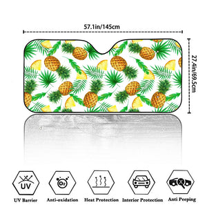 White Watercolor Pineapple Pattern Print Car Windshield Sun Shade