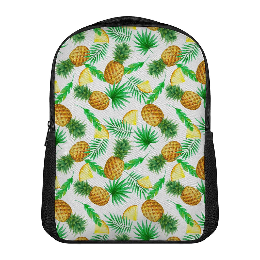 White Watercolor Pineapple Pattern Print Casual Backpack