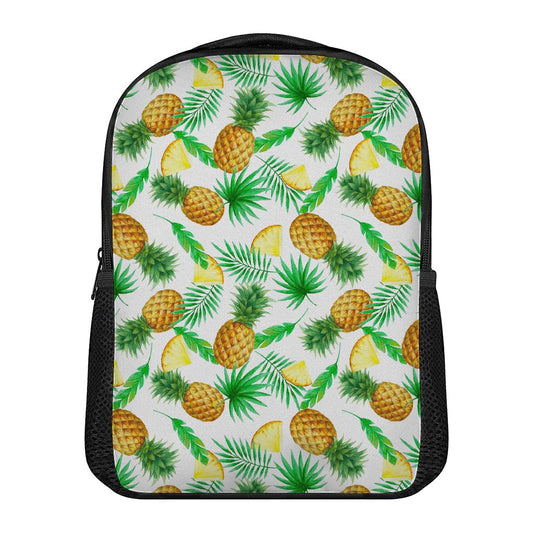 White Watercolor Pineapple Pattern Print Casual Backpack