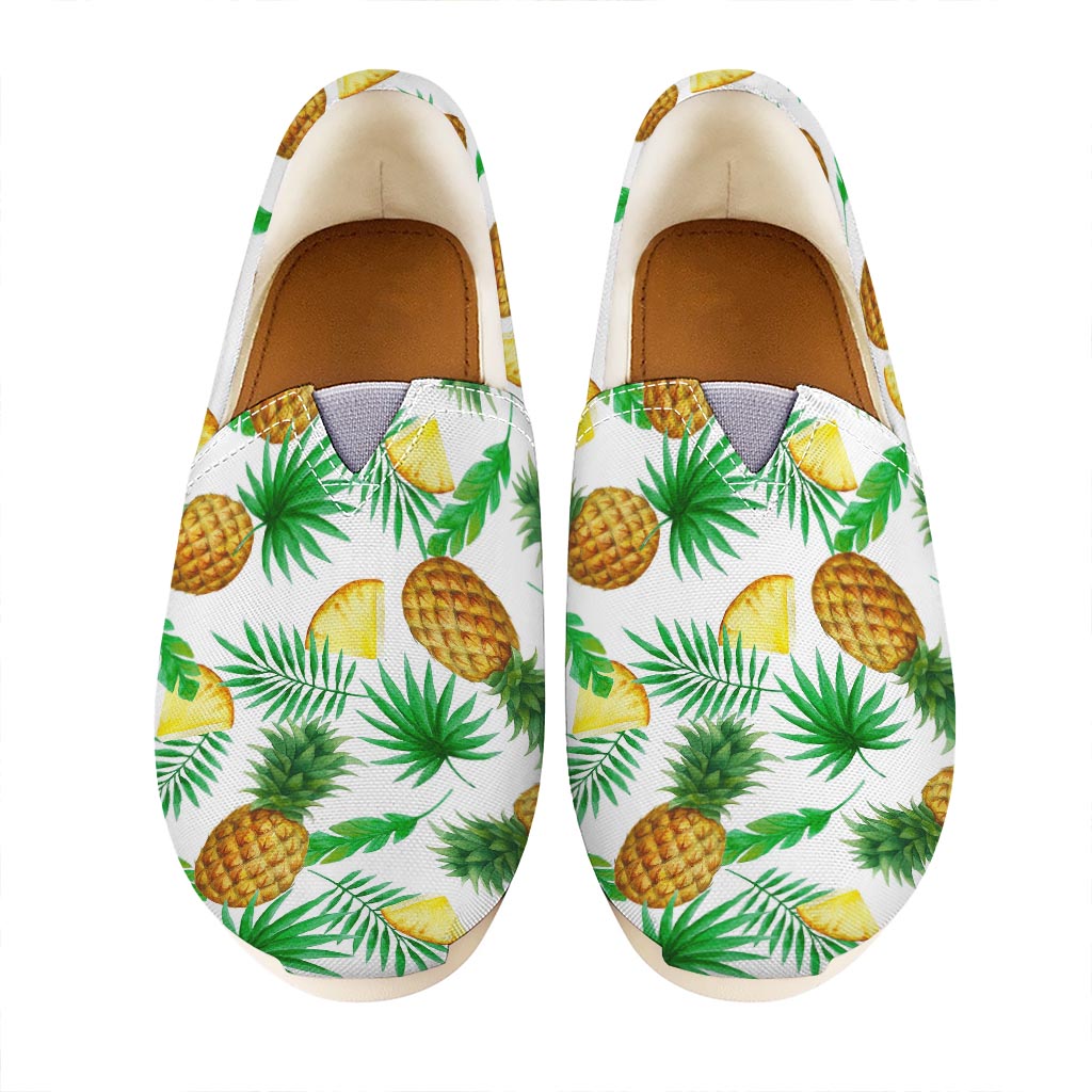 White Watercolor Pineapple Pattern Print Casual Shoes