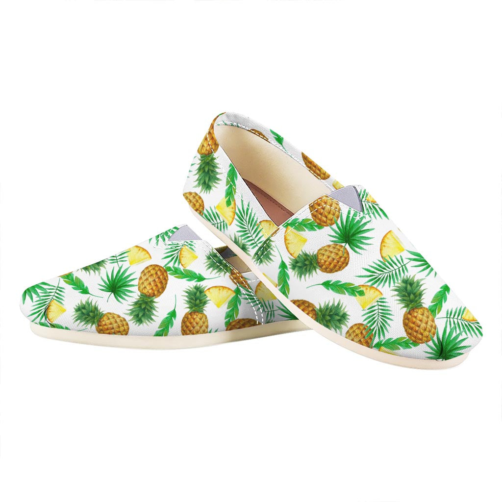 White Watercolor Pineapple Pattern Print Casual Shoes