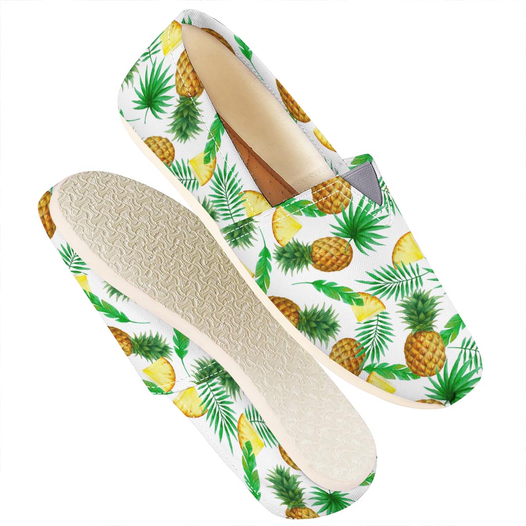 White Watercolor Pineapple Pattern Print Casual Shoes