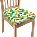 White Watercolor Pineapple Pattern Print Chair Cushion Cover