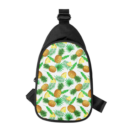 White Watercolor Pineapple Pattern Print Chest Bag