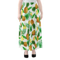 White Watercolor Pineapple Pattern Print Chiffon Maxi Skirt